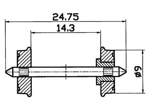 Roco essieux rp25 ø9 - essieux,