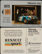 GN119 RENAULT 1973 CHAMPION MONDE RALLYES TELECARTE 5 PUCE GEM 1994/10