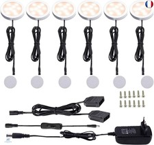 AIBOO LED Lampe Sous Meuble Cuisine, Rond Ultra Slim Eclairage Encastré pour 