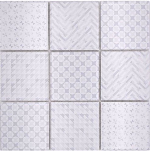 Mosaïque murale rétro blanc - murale,