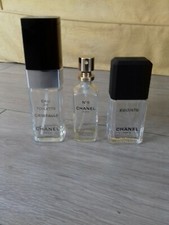  3 FLACONS VIDES CHANEL No5 CRISTALLE EGOISTE PARFUM EAU DE TOILETTE