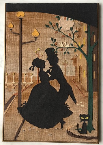 Rare collage feutrine - sur, jute