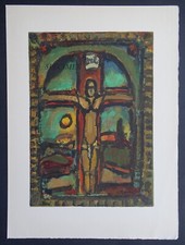 ROUAULT 1965 Christ Crucifixion lithographie originale Warnod Peintres mes amis