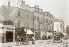 Anciens Commerces Vin  maréchalerie scène de rue - repro photo deb. XXe s