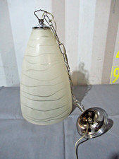 LUSTRE VINTAGE EN VERRE DÉPOLI JAUNE PALE-ANNÉES 60/70