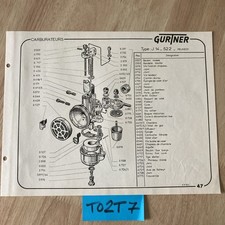 Gurtner carburateur J14 522 Peugeot J14 454 Manurhin liste pièce détachée