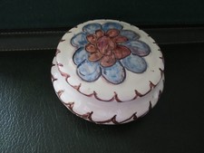 BONBONNIERE FAIENCE VALLAURIS  CAMOS  FLEUR BLEUE MARRON