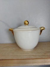 A. VIGNAUD - Sucrier porcelaine blanche à frise dorée Klotz Rue Paradis Paris