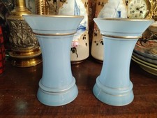 Paire de vases en opaline bleue  19eme 