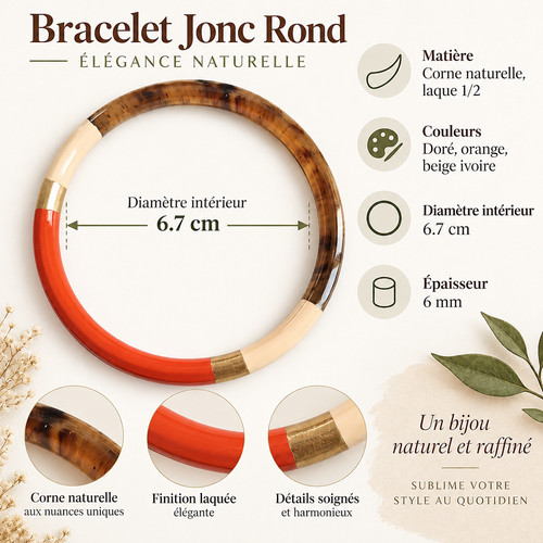 Bracelet jonc corne - bracelet,