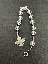 Ancien Dizainier Rosaire Chapelet Bracelet en Argent  et Cristal de Roche