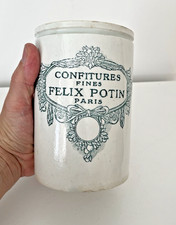 Grand pot à confiture Félix Potin  KG Lunéville old French earthenware pot.