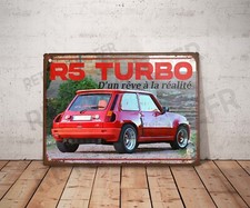 Plaque métal vintage renault 5 turbo Enseigne Garage Décoration R5 Déco atelier