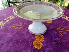 Plat Piédouche Compotier Faience Saint Amand Modèle Gabrielle Décor Floral Rose