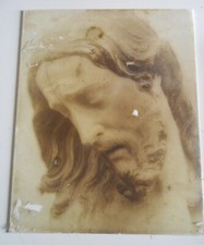 ANCIENNE GRANDE PLAQUE PHOTO OPALINE BLANCHE JESUS CHRIST
