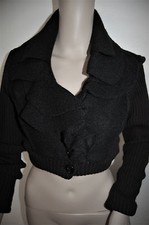 VESTE Courte A JABOT Bimatière : LAINE BOUILLIE & TRICOT Blouson Boléro 36/38 TS