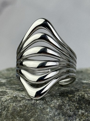 Bague large argentée - bague,