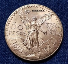 MEXIQUE année 1944. 50 pesos or. Poids 41,66 gr. AUTHENTIQUE. TRÈS FAIBLE DATE.