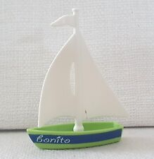 VOILIER BATEAU COQUE VERTE ET BLEUE VOILE BLANCHE ENFANT JOUET 5328/ 5333