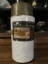 ANCIEN POT A PHARMACIE EN VERRE TRANSLUCIDE  COUVERCLE METAL(e)