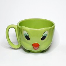 Ancienne Tasse Titi GROSMINET Verte En Relief WARNER BROS Vintage No Disney