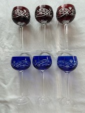 HARTZVILLER  6 Verres à Vin du Rhin Couleur en Cristal Soufflé et Taillé