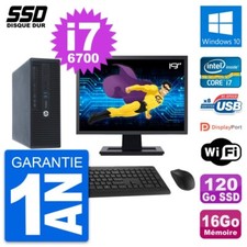 PC HP ProDesk 400 G3 SFF Ecran 19" i7-6700 RAM 16Go SSD 120Go Windows 10 Wifi