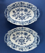 Paire de plats 1900 porcelaine Carl Teichert Meissen Zwiebelmuster oignon bleu