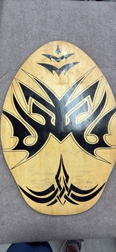 Wooden skim board - wooden, tribal