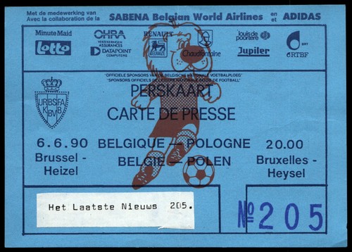 Billet 1990 belgium poland - 1990,