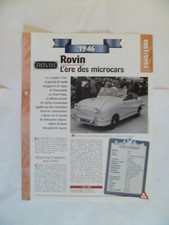 CARTE FICHE AUTO ROVIN 1946  ( 13 - 14)