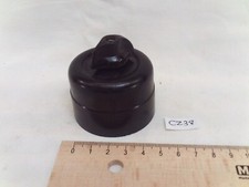 ancien interrupteur mural à bascule 2 bornes, bakélite et porcelaine 1950 (CA55)