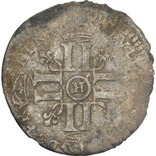 France, Louis XIV, Quinzain aux 8 L, 1692, La Rochelle, Billon, B+