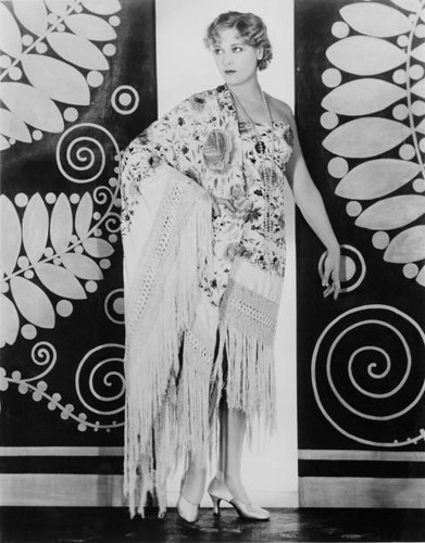 Spanish shawl worn toga style - spanish,