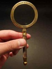 Ancienne loupe de bureau en laiton vintage poignée loupe de bureau lentille s...