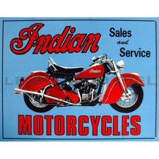 Plaque métal publicitaire plate 30 x 40 cm : INDIAN MOTORCYCLES Sales and Servi