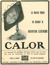 Publicité ancienne radiateur électrique Calor 1921 issue de magazine