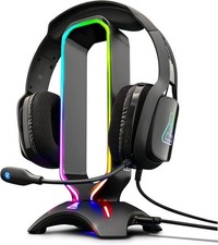 Support Casque Gaming RGB – Hub USB 2.0, Base Antidérapante PC/PS4/Xbox/Switch