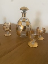 Service à Liqueur Art Déco avec Dorure 5 Pièces Carafe + 4 Verres
