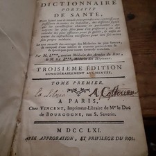 dictionnaire portatif de santé 2 tomes C.-A. VANDERMONDE vincent 1761