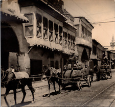 Syrie, rue de Damas, attelage d'ânes Vintage print,  Tirage argentique 
