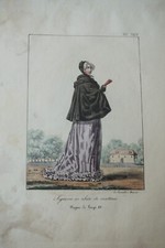 LITHO COULEUR COSTUME PORTRAIT FEMME MODE EPOQUE MARIE ANTOINETTE COIFFE 1830 B