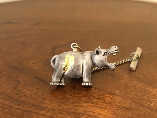 Hippo pin gray - hippo, gold