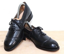 New 1940s French Black Leather Women's Derby Shoes 40FR 8US Made in France