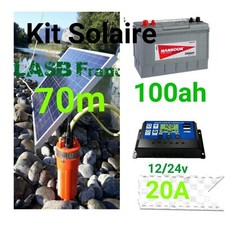 Kit d'Arrosage Solaire avec Pompe Solaire immergée 70m et batterie solaire 100ah