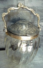 ANCIEN SEAU A BISCUITS EN VERRE EPAIS  XIXème