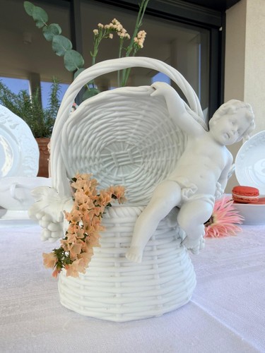 Vintage cherub basket - basket, planter