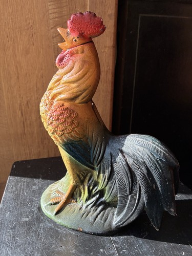 Ancienne tirelire coq fonte - tirelire,
