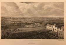 Paris, vue depuis Montmartre, lithographie anglaise XIXe