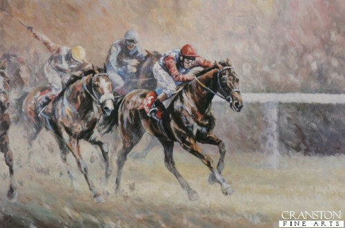 Estampe art équestre course - estampe,